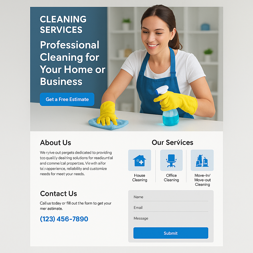 Cleaning Service Website Mockup