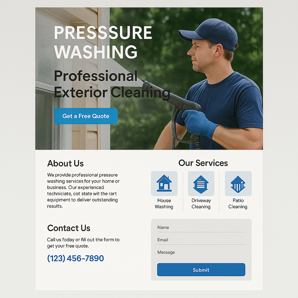 Pressure Washing Website Mockup
